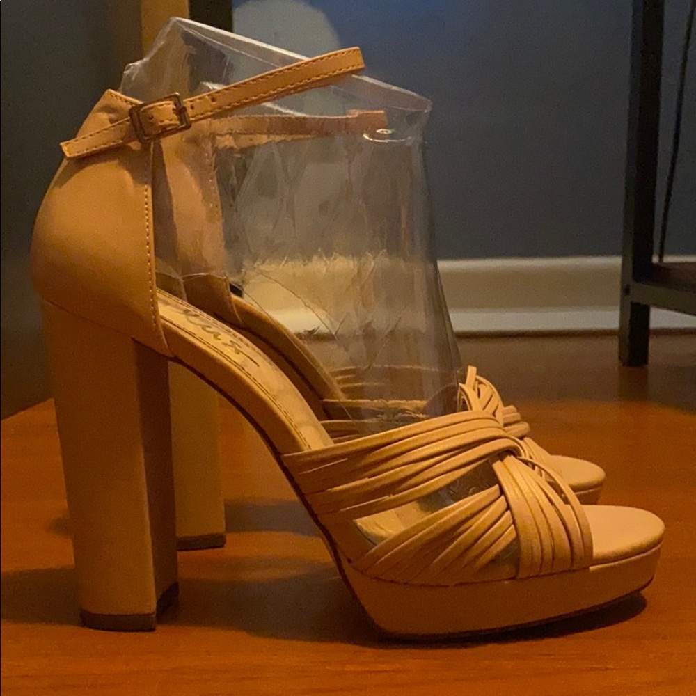 Lulu’s pale pink ankle strap heels